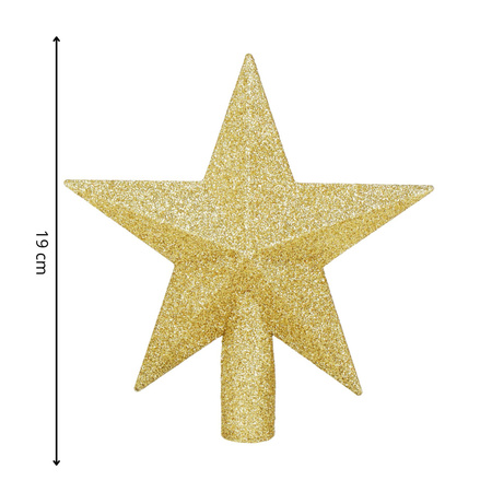 Szpic na choinkę gwiazda 19 cm szpic brokatowy ozdoba świąteczna złota