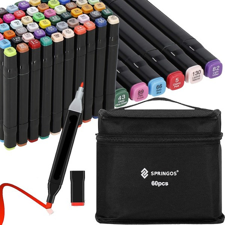 Markery alkoholowe 60 szt. dwustronne pisaki flamastry