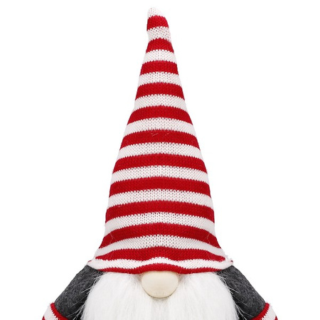 Krasnal 33cm ozdoba świąteczna, skrzat świąteczny, gnom w czerwone paski