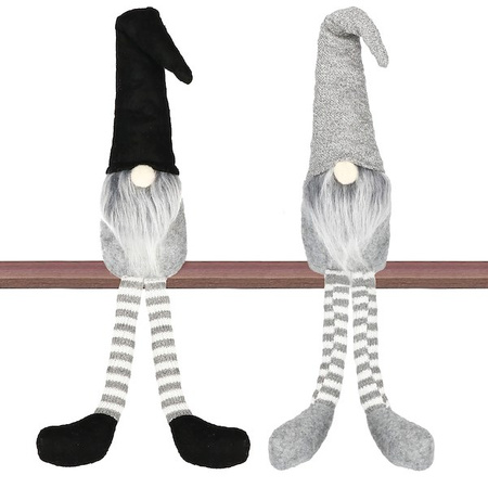 Para skrzatów 50cm ozdoba świąteczna, krasnal świąteczny, gnom siedzący czarno-szary