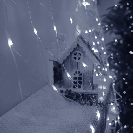 Kurtyna świetlna zimny biały 144 Led lampki wewnętrzno-zewnętrzne siatka z programatorem