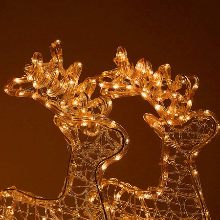 Renifery Led 150 cm świąteczne z saniami świetlna dekoracja do ogrodu biały ciepły