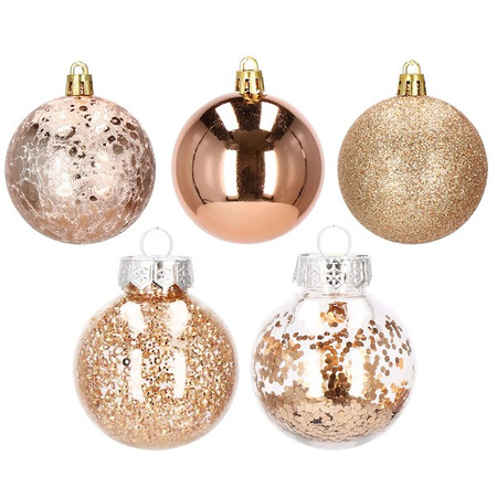 Bombki choinkowe przeźroczyste 30 szt. rose gold 6cm zestaw choinkowy