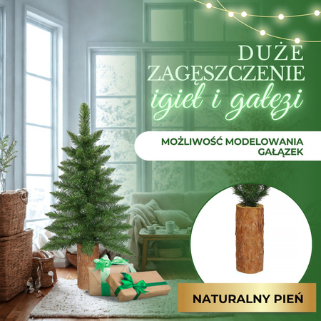 Choinka na pniu 80 cm premium sztuczna jodła zielona jak żywa