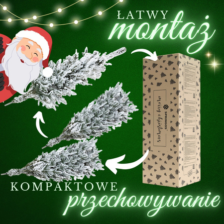 Choinka sztuczna jak żywa 250 cm świerk ośnieżony jak nowoczesny, ze stojakiem