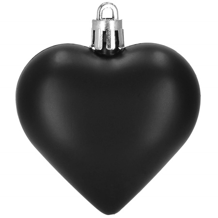 Bombki choinkowe 7 cm dekoracje świąteczne 8 szt. nietłukące serca, czarne