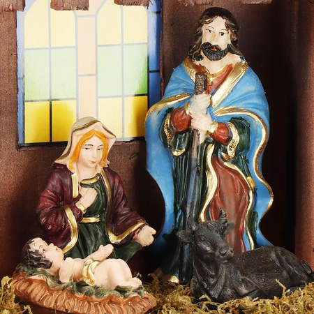 Szopka bożonarodzeniowa i figurki 8 szt. z żywicy zestaw święta