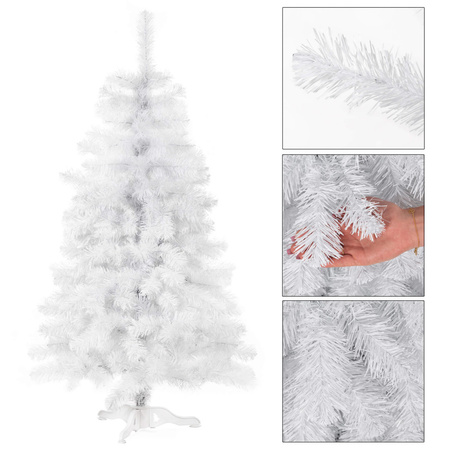 Choinka sztuczna 150 cm biała jodła jak żywa, nowoczesna, ze stojakiem