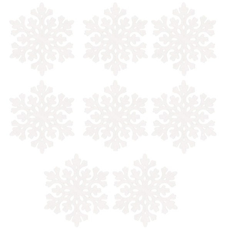 Zawieszki świateczne 8 szt. śnieżynki brokatowe 8 cm białe