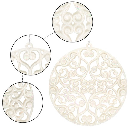 Zawieszka choinkowa kremowa okrągła dekoracja na choinkę 9 cm