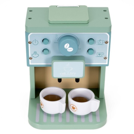 Ekspres do kawy z filiżankami, mała kawiarenka, zestaw dla baristy, drewniany 8 el. multikolor