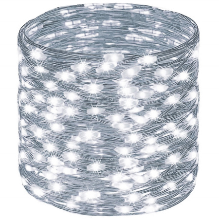 Lampki choinkowe druciki na szpuli 1000 LED biały zimny wewnętrzno-zewnętrzne