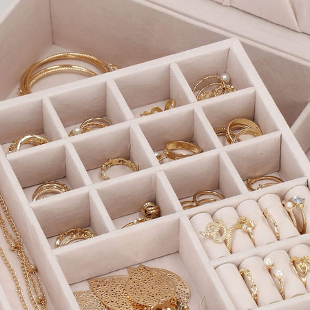 Kufer, szkatułka na biżuterię ekoskóra 26x26x8,5 cm czerwony z przegródkami