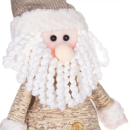 Mikołaj 57-80cm ozdoba świąteczna, krasnal świąteczny na teleskopowych nóżkach brązowy