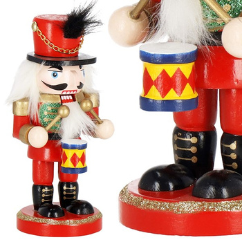 Dziadek do orzechów 15,5 cm z bębenkiem, drewniany żołnierzyk multikolor, figurka świąteczna