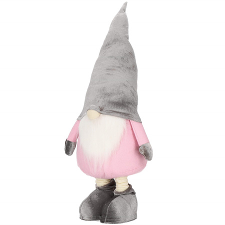 Skrzat 60-86 cm ozdoba świąteczna, krasnal świąteczny, gnom różowy na teleskopowych nóżkach