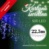 Kurtyna świetlna 500 led girlanda, lampki wewnętrzno-zewnętrzne sople niebieski z zimnym białym flash