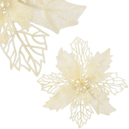 Gwiazda betlejemska, sztuczny kwiat, poinsecja ażurowa z brokatem