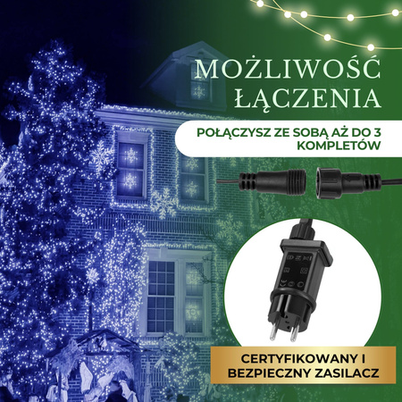 Lampki choinkowe zewnętrzne, wewnętrzne 500 led niebieskie 27,5 m światełka świąteczne