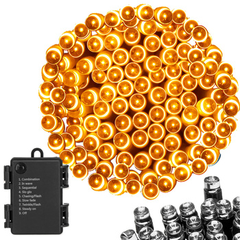 Lampki choinkowe 100 Led na baterie ciepły biały z programatorem