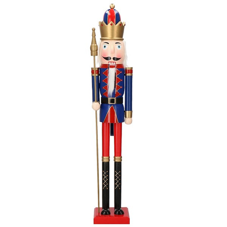 Dziadek do orzechów 120 cm drewniany żołnierzyk, król z berłem, figurka świąteczna
