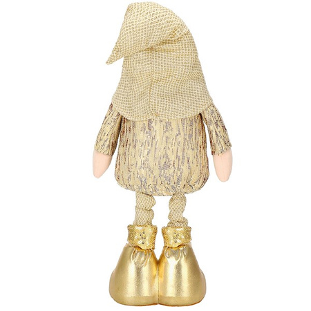 Skrzat 50cm ozdoba świąteczna, stojący krasnal świąteczny, gnom złoty