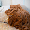 Koc, dwustronny pled 200x220 cm włochacz, narzuta na łóżko futrzak brązowy