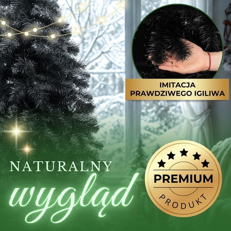 Choinka sztuczna, jodła 150 cm designerskie drzewko świąteczne czarne