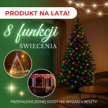 Lampki choinkowe 500 led multikolor 27,5 m 8 funkcji świecenia, oświetlenie świąteczne IP44