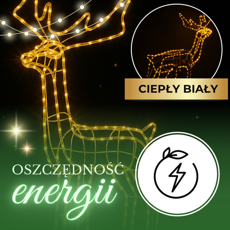 Renifer Led 115 cm świąteczny z ruchomą głową świetlna dekoracja do ogrodu biały ciepły