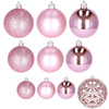 Bombki choinkowe 100 szt. ozdoby świąteczne zestaw różne rozmiary różowe