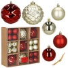 Bombki choinkowe, zestaw 37 szt. dekoracji do stroika, nietłukące złoto-czerwone