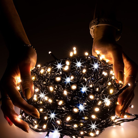 Lampki choinkowe 500 led biały ciepły + flash 25m oświetlenie świąteczne IP44