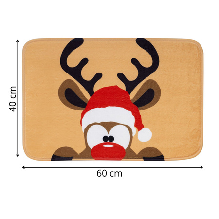 Dywanik łazienkowy świąteczny 60x40 cm mata antypoślizgowa, szybkoschnąca, renifer