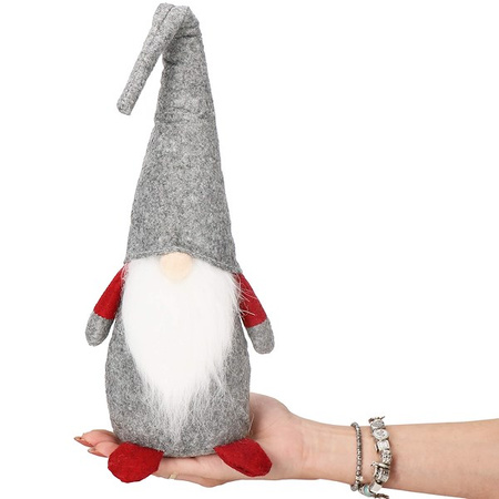 Skrzat 43cm ozdoba świąteczna, krasnal świąteczny, gnom szary