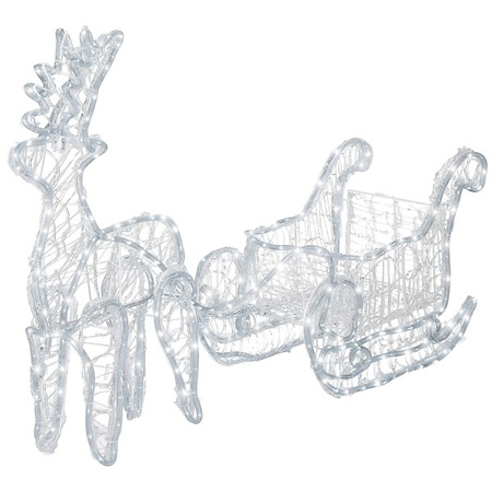 Renifer Led 150 cm świąteczny z saniami świetlna dekoracja do ogrodu biały zimny