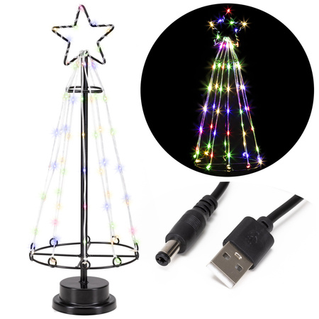 Choinka świecąca, metalowa 80 LED ozdoba świąteczna 45 cm multikolor
