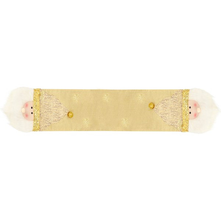 Bieżnik na stół 205x30cm obrus świąteczny z mikołajem złoty