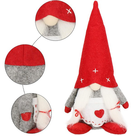 Zestaw skrzatów 3 szt. skrzaty 22-32cm krasnal świąteczny, gnom szary czerwony