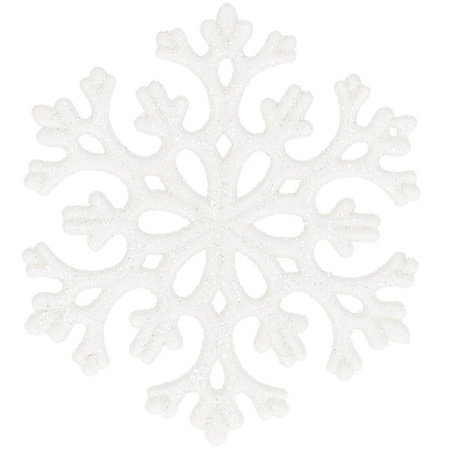 Zawieszki świateczne 8 szt. śnieżynki brokatowe 8 cm białe