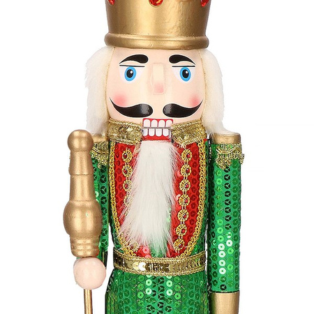 Dziadek do orzechów 50 cm drewniany żołnierzyk z cekinami, figurka świąteczna