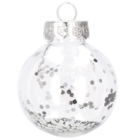 Bombki choinkowe przeźroczyste 30 szt. srebrny, złoty 6cm zestaw choinkowy