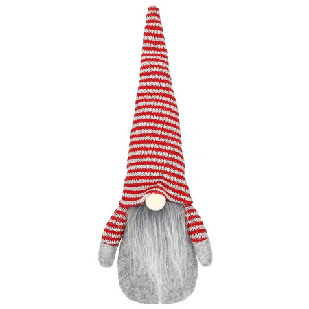Skrzat 30cm ozdoba świąteczna, krasnal świąteczny, gnom w paski szary