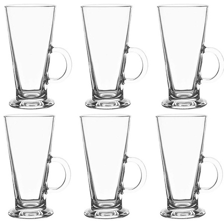 Szklanki do kawy, pucharki do deserów z uchem 280 ml z długimi łyżeczkami komplet 6 szt.