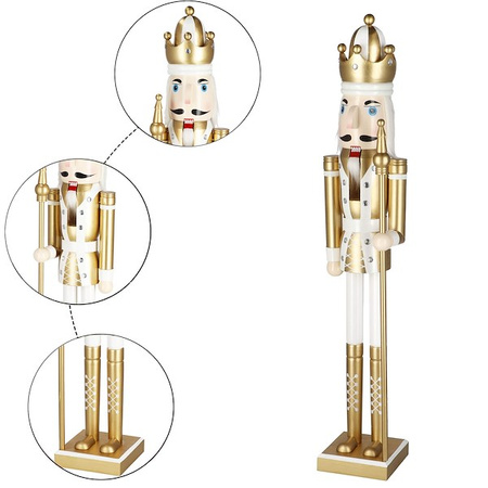 Dziadek do orzechów 125 cm drewniany żołnierzyk złoty, figurka świąteczna