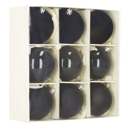 Bombki choinkowe, zestaw 9 szt. dekoracji do stroika 8,5 cm nietłukące, czarne