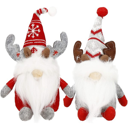 Skrzaty 27 cm ozdoba świąteczna 2 szt. renifer krasnal świąteczny, gnom