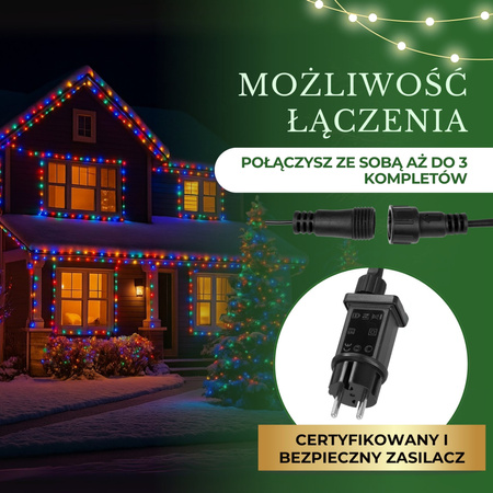 Lampki choinkowe 500 led multikolor 25 m oświetlenie świąteczne IP44