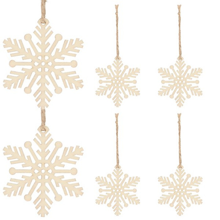 Zawieszka choinkowa 6 szt. śnieżynka 7 cm świąteczna ozdoba drewno