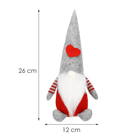 Skrzat 26cm ozdoba świąteczna, krasnal świąteczny, gnom szary